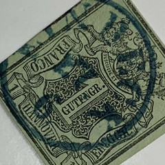 1850’s HANNOVER IMPERF STAMP WITH BLUE EINBECK SON CANCEL