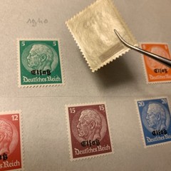 Complete 1933 Set German Von Hindenburg Stamps With ElsaB Overprint, Mint OG LH