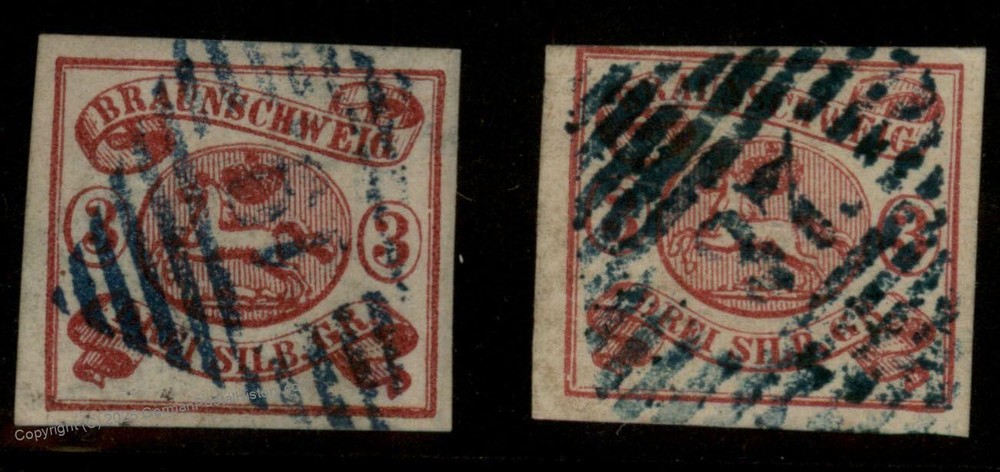 Germany Braunschweig Mi12Aa 21Ab Used 3Gr 4 Margin Certified 92110