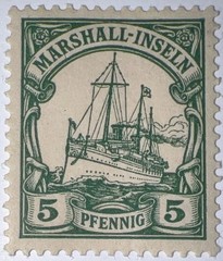 Travelstamps: 1901 GERMANY MARSHALL ISLANDS SC#14 Kaiser’s Yacht Mint UnWmk