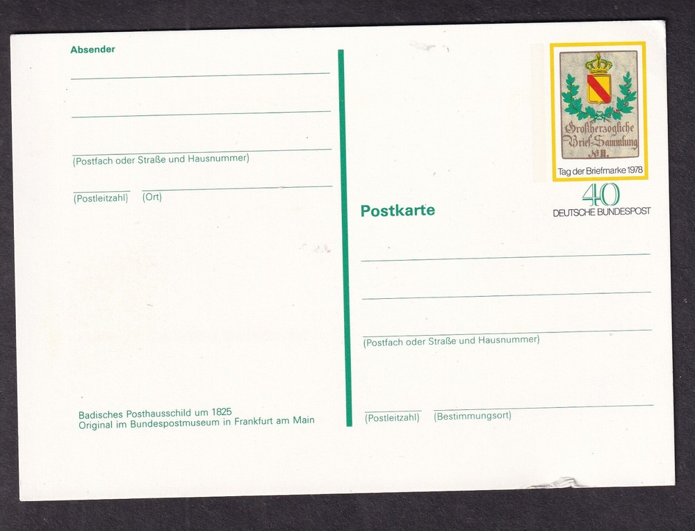 Germany unmailed postal card Tag der Briefmarke 1978