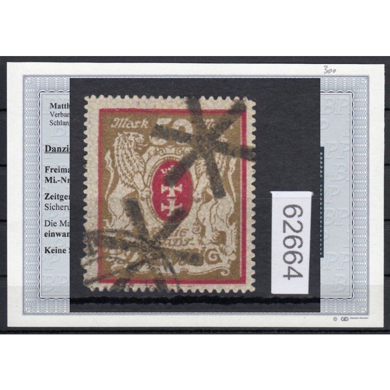 Danzig 1922 Mi.Nr. 100 Y b stamped, tested, finding