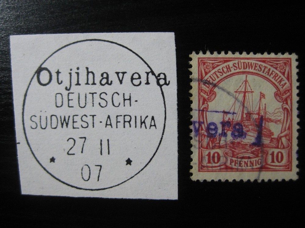 SOUTHWEST AFRICA GERMAN COLONY Mi. #26 Kaiser Yacht stamp w/ „Otjihavera“ cancel