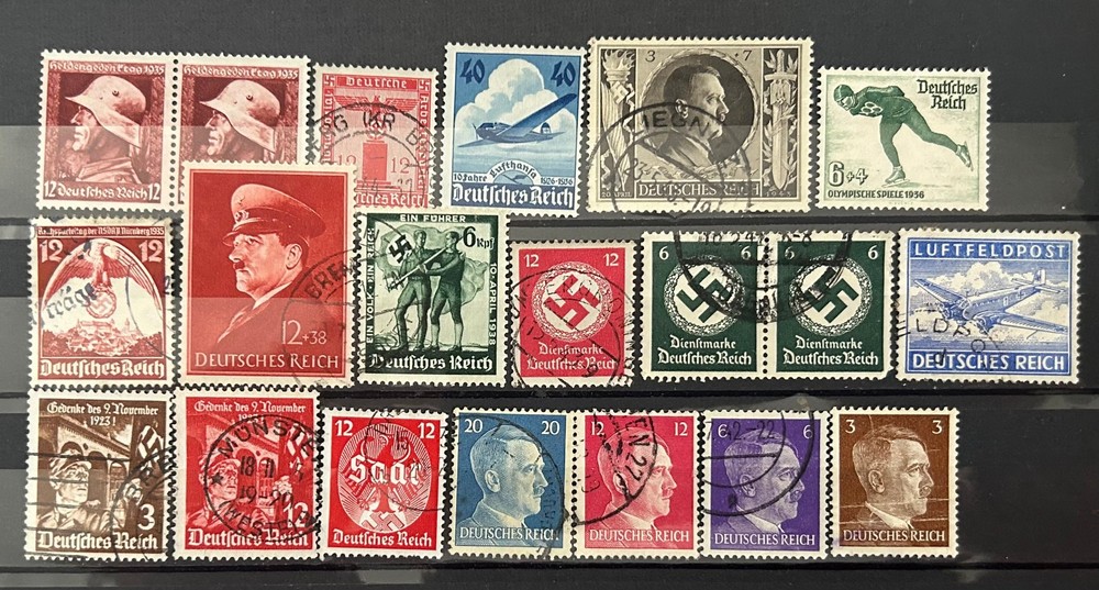 German Reich lot of 20 stamps Hitler Swastika Army used /884