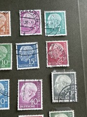 West GERMANY 1954 President Th.Heuss 19 Pcs Used Stamps, VF/XF Condition