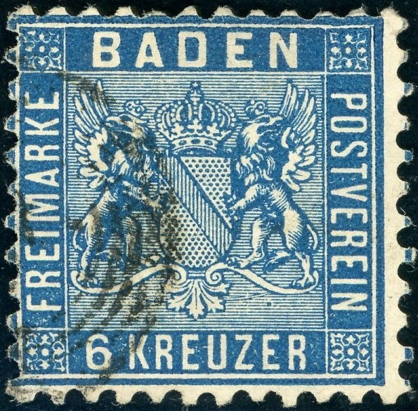 GERMAN STATES 1862 BADEN USED #16 NUMERAL !! Q74