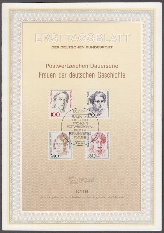 GERMANY Sc #1489 1st DAY CARD (FOLDER): FAMOUS GERMAN WOMEN in DIFFERENT FIELDS