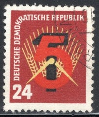 German DDR Stamp Scott #89, 24pf, 5-Year Plan, Used, SCV$2.00