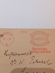 Germany Third Reich 1933 Official Postal Card Bremen Justice