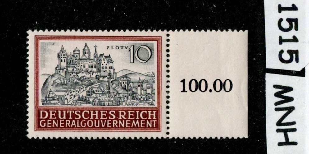 MNH stamp 10 ZL N103 General Government Occupied Cracow Poland 1944 #1515
