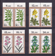 Berlin MNH ** 573-6 Scott 9NB148-51 Flowers set top margin pairs