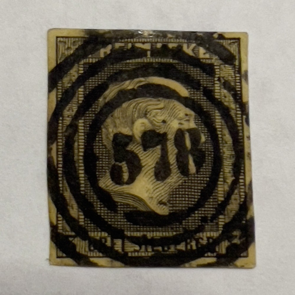 RARE 1850 PRUSSIA GERMANY STAMP #5 WITH GORGEOUS „578“ BULLSEYE SON SOTN CANCEL