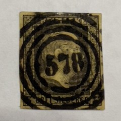 RARE 1850 PRUSSIA GERMANY STAMP #5 WITH GORGEOUS „578“ BULLSEYE SON SOTN CANCEL