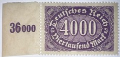 Travelstamps: 1922 Germany Stamps Deutsches Reich 4000 Mark Mi. Nr. 255 MOGNH
