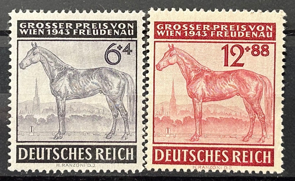 1943 German Stamps set Mi:DR 857/858 Racing Horse MH* /665