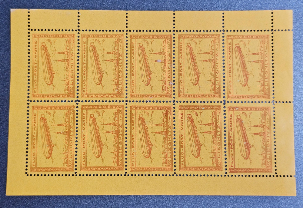 Stamp Germany Reich Air Mail Liegnitz Graf Zeppelin Bogen Mi. Nr. 11 [🇩🇪17993]