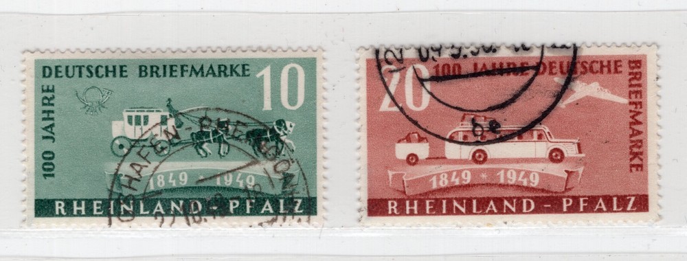 GERMANY FRENCH ZONE RHINE PALATINATE 1948 6N39-6N40 VFU EXPERTIZED SCHLEGEL BPP