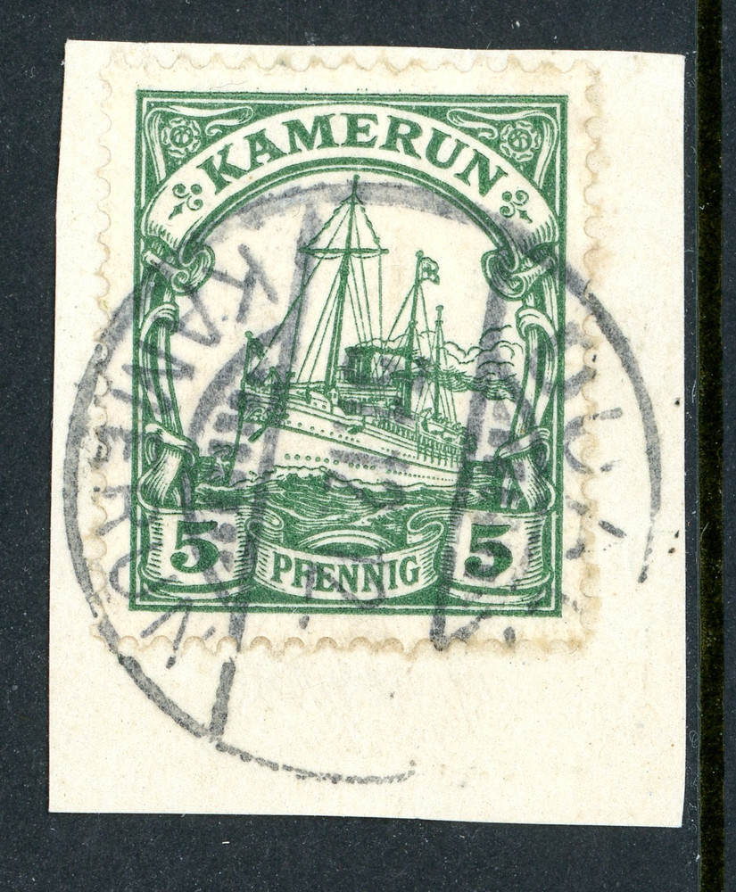 Germany 1900 Cameroon Kamerun 5pf Green Yacht Scott #8 VFU Y5