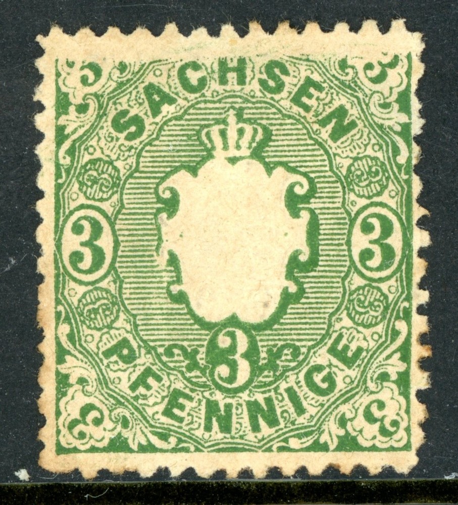 Germany 1863 Saxony 3pfg Blue Green Variety Scott #15 Mint K912