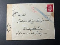 1944 Germany WWII Censored Cover Malmedy to Olmeay les Liege Belgium