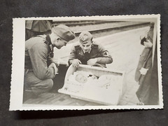 2 MEN & A BABY WW2 WWII Nazi German Military Third Reich Army soldiers Postcard