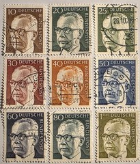 West Germany 1970+, Dr. Gustav Heinemann, 9 Used Values, Quick & FREE SHIPPING!