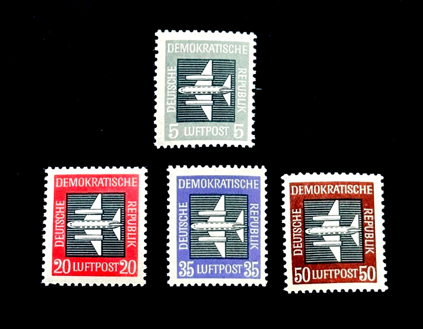 GERMANY DDR Stamp Lot – 1957 Stylized Airplane Air Mail MLH r30