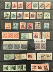 MINT GERMANY STAMPS LOT IN 2-SIDED STOCK PAGE, INFLATION, PAIRS, STRIPS, OVPTS