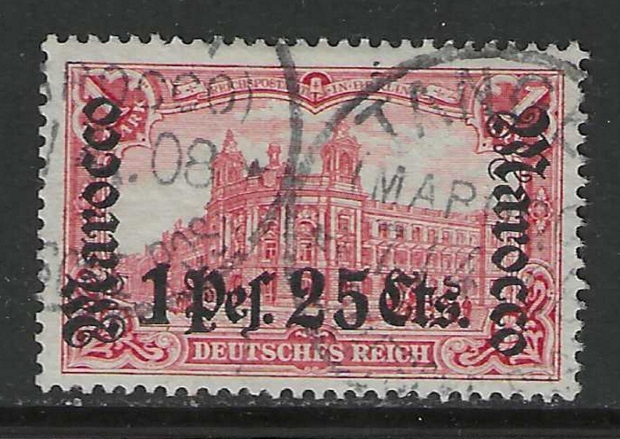 Germany 1905 offices in Morocco 1.25 Pts. issue used TANGER, signed $ 48.00