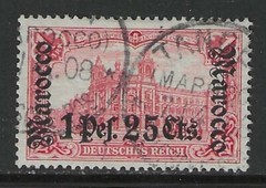 Germany 1905 offices in Morocco 1.25 Pts. issue used TANGER, signed $ 48.00