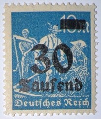 Travelstamps: 1923 Germany Deutches Reich DR Inflation Stamp Mi 284/30,000 MNHOG