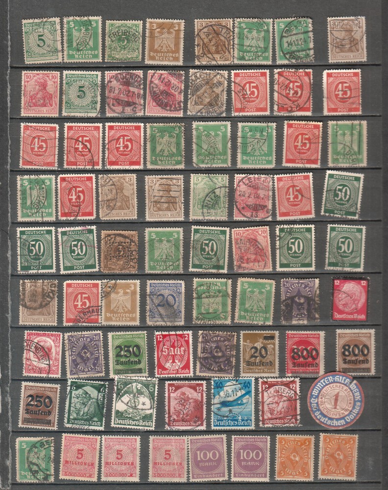 Germany lot of 71 MNH MH used stamps cancels dates numeral inflation etc