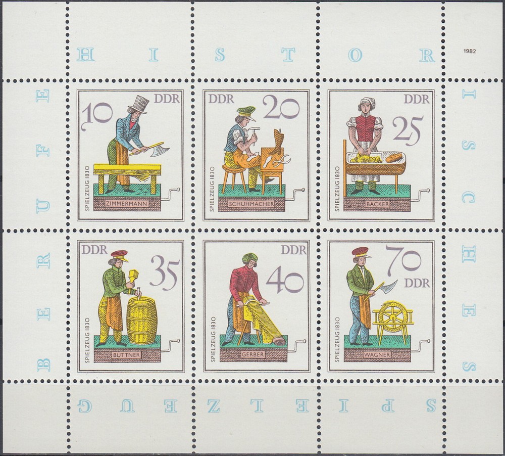 Germany-GDR S/S Historical Toys Trades 1982 MNH-6 Euro