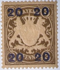 Travelstamps: 1920 Germany Bayern Overprint Stamp Mi 177 – Mint MOGH