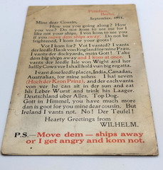 WW1 Anti-German Propaganda Postcard Humour Message from Kaiser Wilhelm 1914