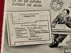 POST WW2 WWII OCCUPIED Germany Nice to be a Soldier Humor comic German Postcard