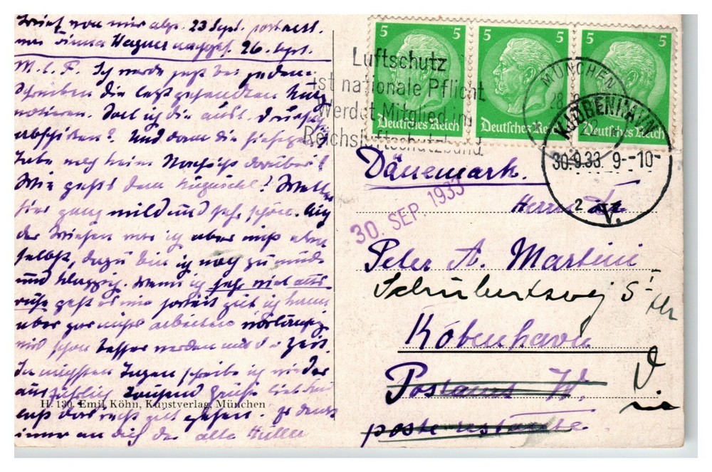 Germany 1933 Postcard to Denmark / Re-Directed – Z13940