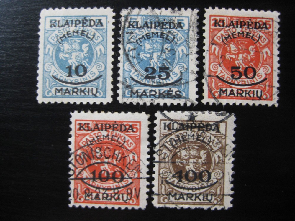 MEMEL KLAIPEDA Mi. #124-128 scarce complete stamp set! CV $50.50
