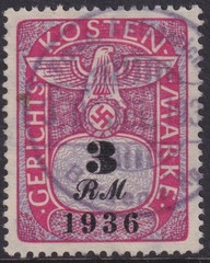 Stamp Germany Poland Revenue WWII Court Document Fee 1936 3 RM Used