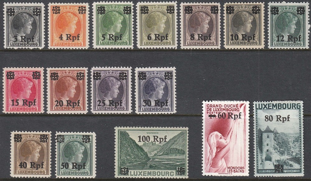 Stamp Germany Luxembourg Mi 17-32 Sc N17-32 1940 WWII Reich War Occupation MH