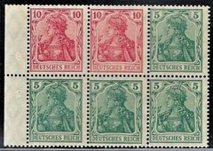 GERMANY 1919 „GERMANIA“ Booklet Pane: H-Blatt-23. Markenheftchen Mint/NH FOG