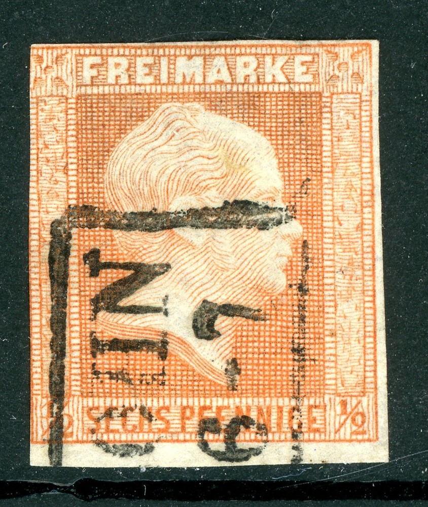 Germany States 1850 Prussia 6pf Re Orange Scott #2 VFU N953