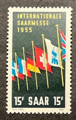 Travelstamps: 1955 Saar Germany SC#255 1955 Int’l Fair at Saarbrucken Mint OGLH