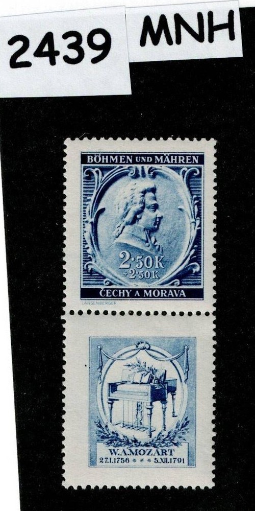 MNH Stamp B8 Wolfgang Amadeus Mozart 1941 WWII Germany Occupation of BaM #2439