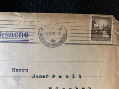 Letter Mi 665 Breslau stamp Munchen 1938 Hauptstadt machine cancel brief