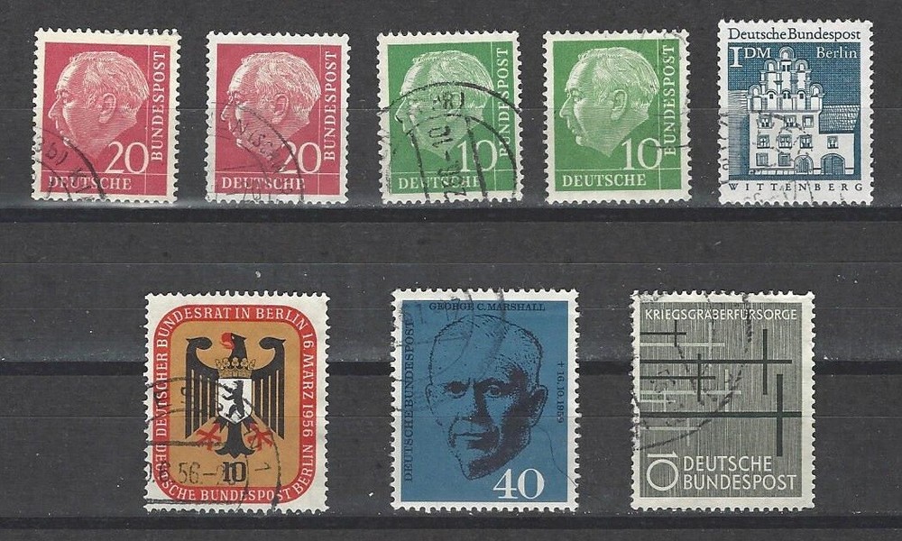 Germany post WW2 8v; used stamps collection