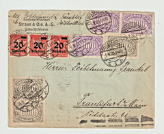 1923 Weimar Germany INFLATION Cover FRONT ONLY, 9 stamps Paid 75.000 Marks Rate
