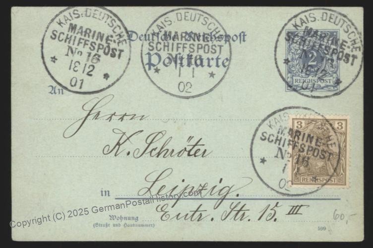 Germany 1902 Navy SMS Charlotte MSP16 Corfu Greece Cover 107437