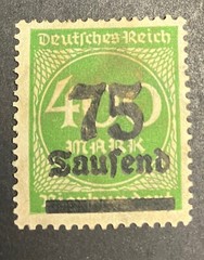 GERMANY Deutsches Reich Unused Stamp ~ 75 TAUSEND Over 400 MARK (Overprint)