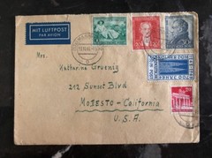 1949 Mannheim Germany USA zone Post WW2 Cover To Modesto Ca Usa